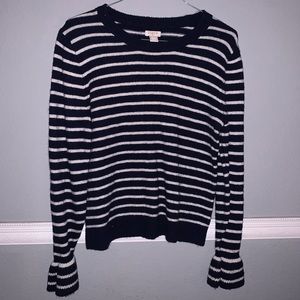 J.Crew Striped Knit Sweater Flare Wrists Size Small